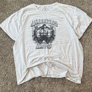 Vintage Men’s 3 XL 90s Heavyweight Cotton White Graphic Gym T shirt